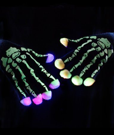 Γάντια με λαμπερό σκελετό LED
