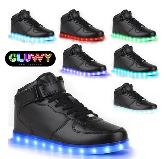 Πάνινα παπούτσια με μαύρες λάμπες LED