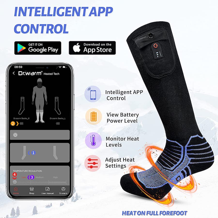 Ηλεκτρικές κάλτσες που θερμαίνονται - έλεγχος μέσω εφαρμογής για κινητά smartphone