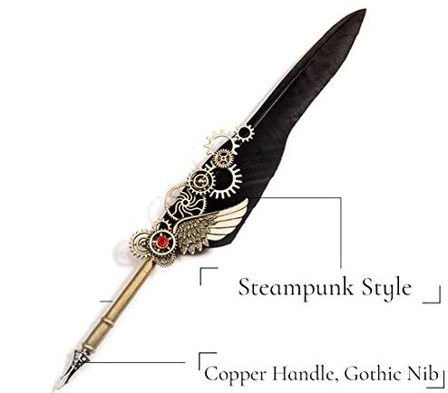 steampunk συντριβάνι με φτερό στυλό