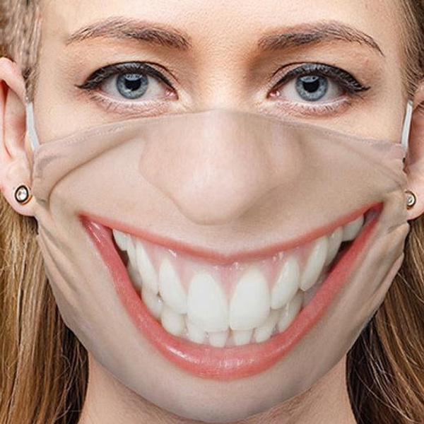γυναίκες μάσκα χαμόγελου στο πρόσωπο