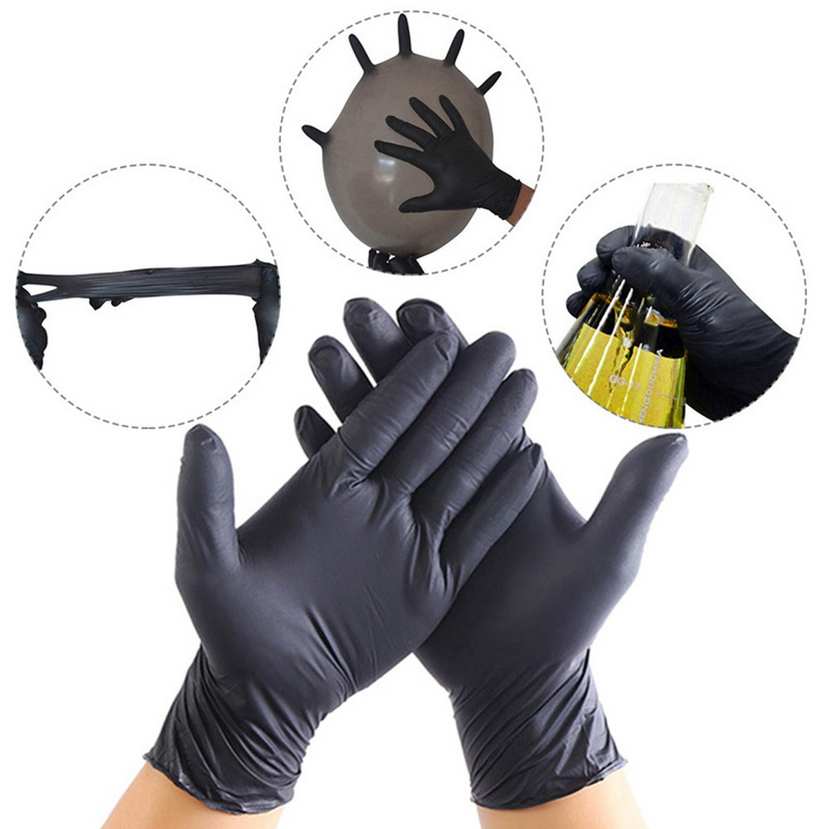 γάντια από καουτσούκ νιτριλικό προστατευτικό μαύρο