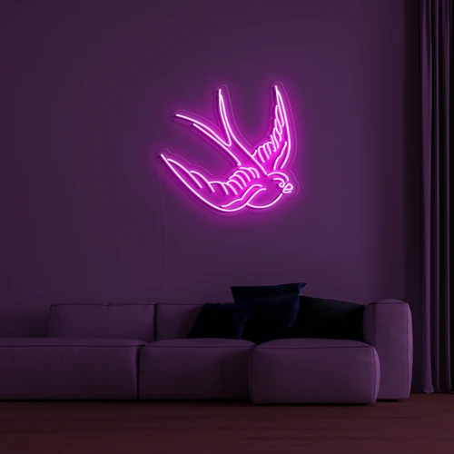Λογότυπο νέον 3D LED στον τοίχο - περιστέρι