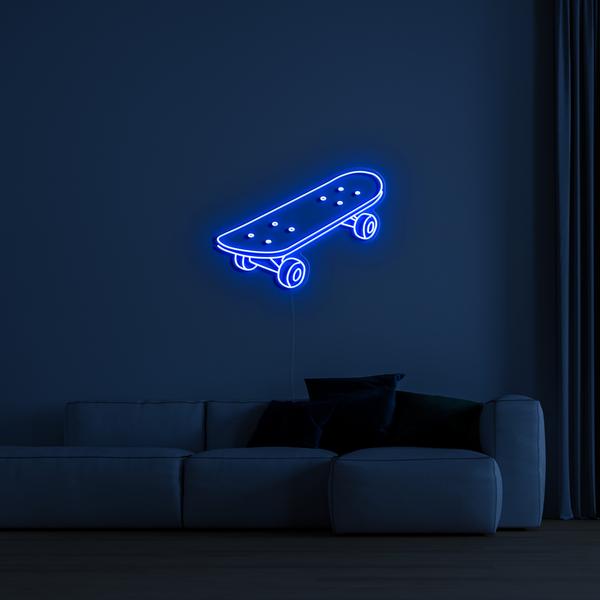τρισδιάστατη λαμπερή πινακίδα νέον LED στον τοίχο - skateboard