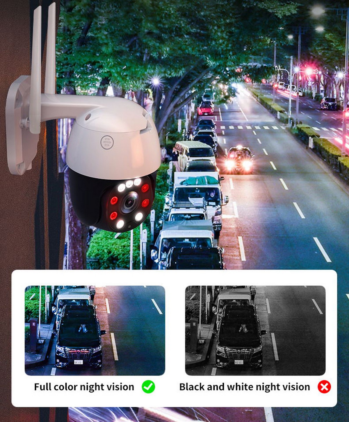 έγχρωμη πολύχρωμη κάμερα νυχτερινής όρασης IP σε ένα σπίτι