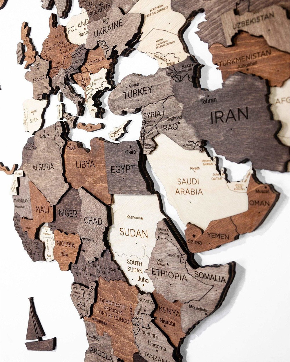 Ο τρισδιάστατος τοίχος ο χάρτης με τις χώρες