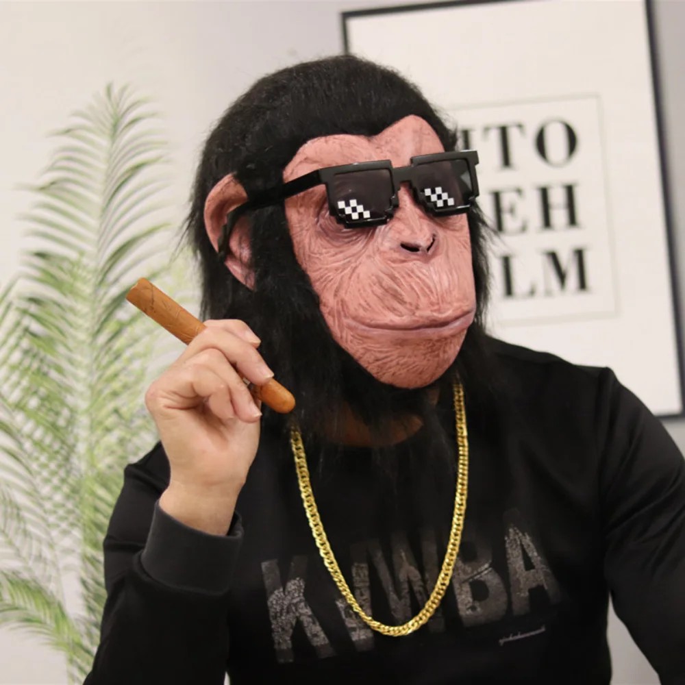 μάσκα χιμπατζήδων μάσκα λάτεξ σιλικόνης προσώπου μαϊμού για το κεφάλι