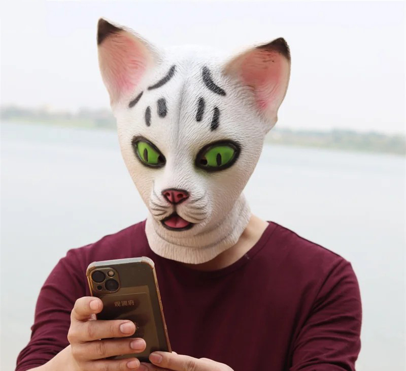 λάτεξ σιλικόνης κεφαλής μάσκας γάτας