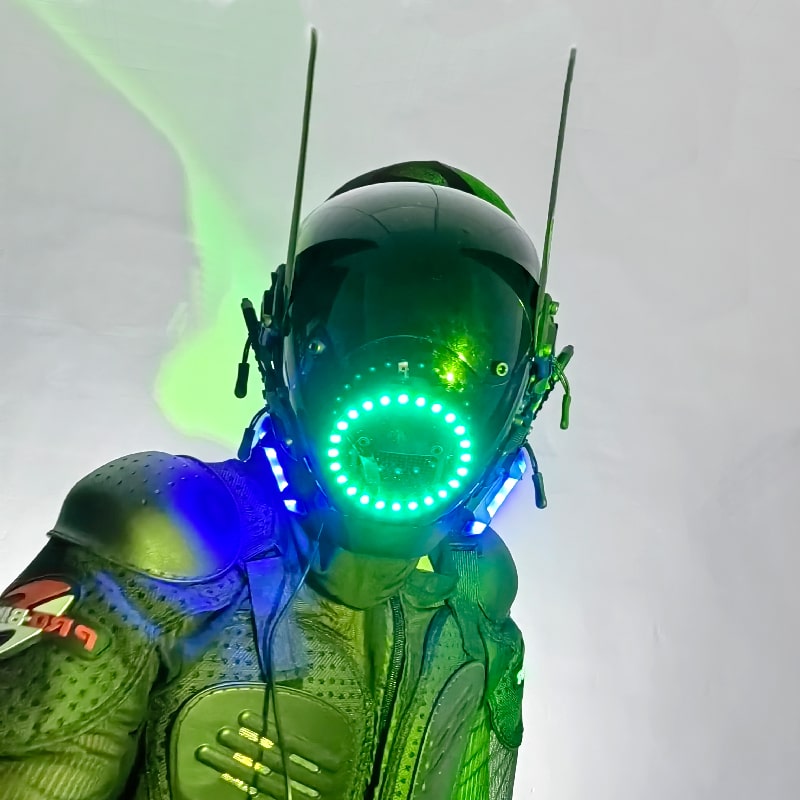 Φωτεινό κράνος κεφαλής με μάσκα LED Cyberpunk