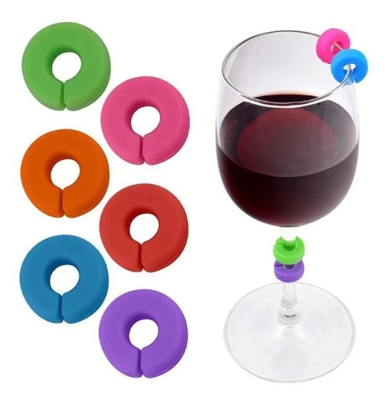 δαχτυλίδια για ποτήρια κρασιού, χρωματιστές ετικέτες