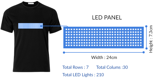 μπλουζάκι LED με προγραμματιζόμενο κείμενο Bluetooth