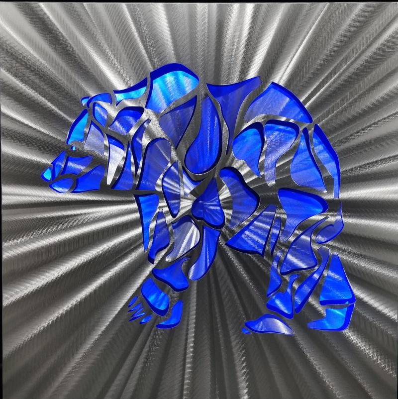 πολική αρκούδα - αφηρημένα μεταλλικά έργα ζωγραφικής LED τρισδιάστατο αλουμίνιο
