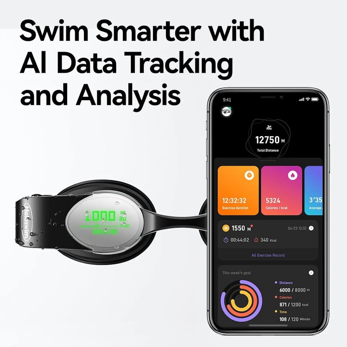 έξυπνα γυαλιά κολύμβησης holo swim με εφαρμογή smartphone