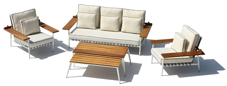 Εξωτερικά καθίσματα κήπου αποκλειστική σχεδίαση με ξύλινο αλουμίνιο με μεγάλο τραπέζι