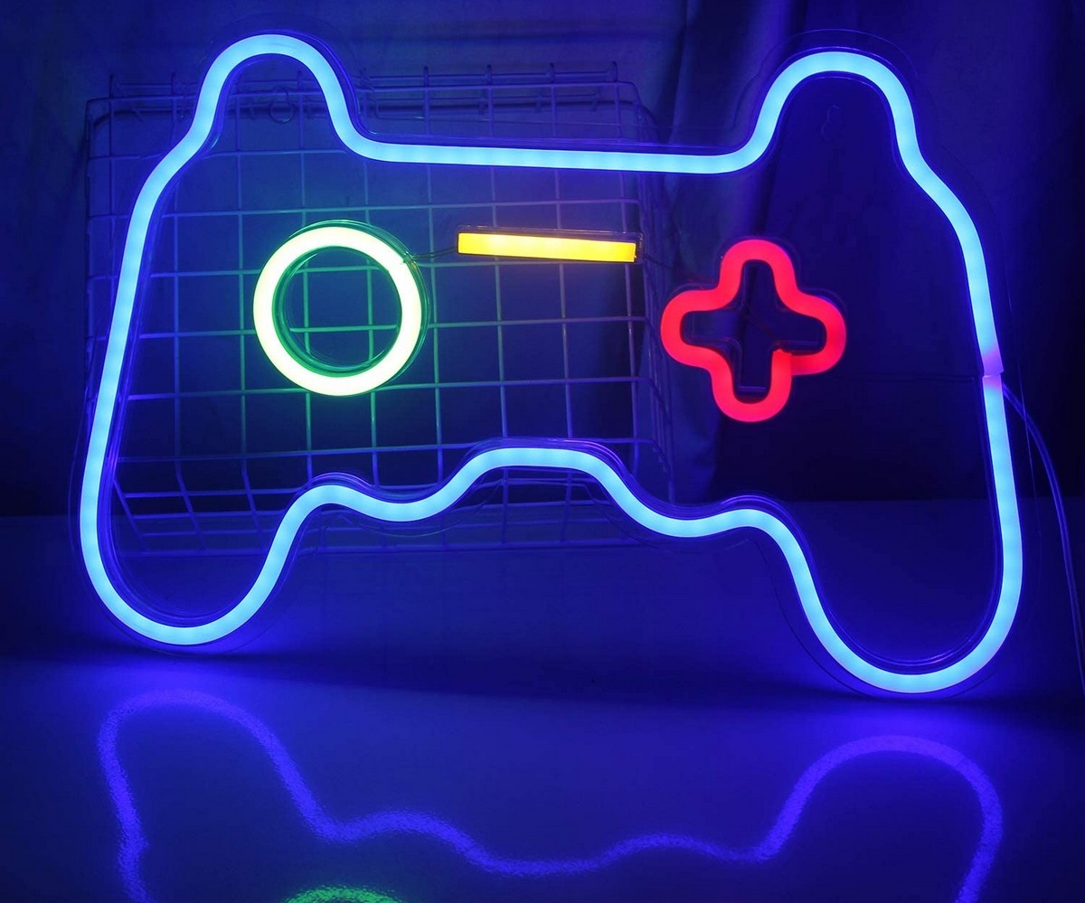 Λογότυπο led νέον σε φωτισμό τοίχου - gamepad