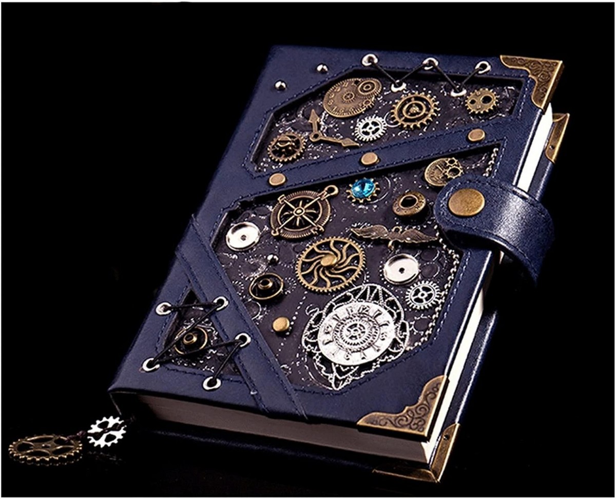Σετ σημειωματάριο steampunk - σημειωματάριο πολυτελείας από οικολογικό δέρμα