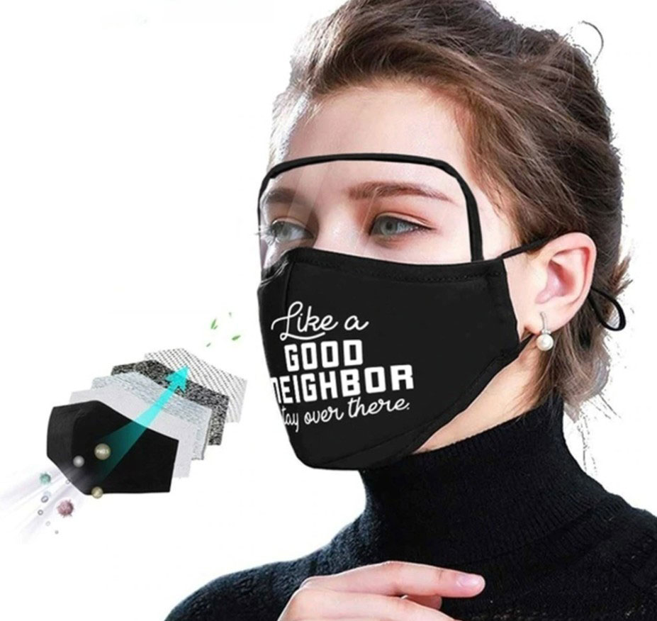 μαύρη προστατευτική μάσκα με ασπίδα