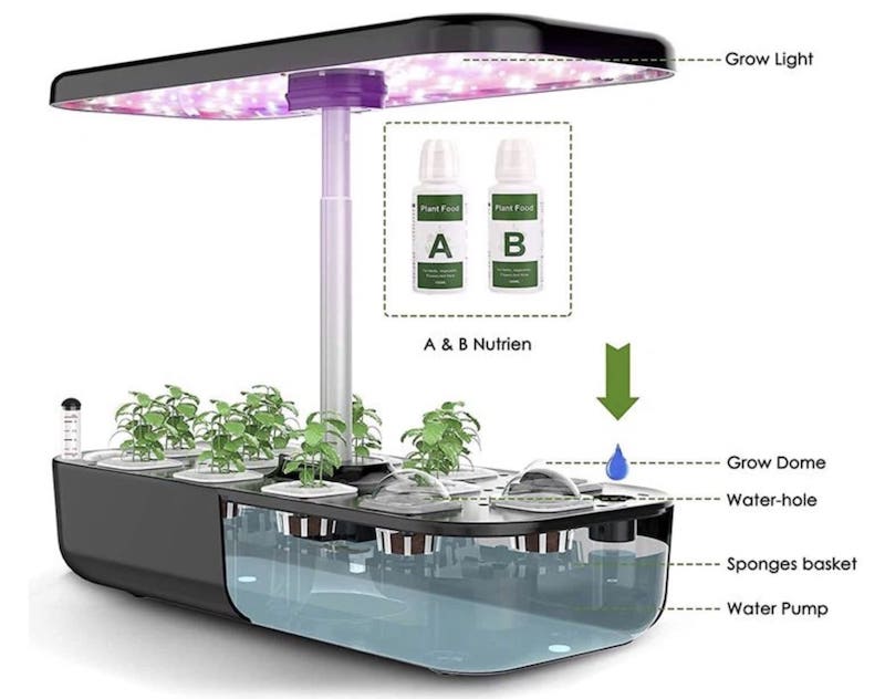 Λάμπα LED GROW (υδροπονική) για καλλιέργεια φυτών - Κιτ με 12 κάψουλες