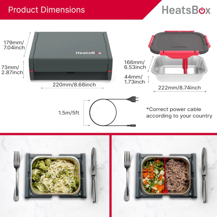 κουτί μεσημεριανού γεύματος για τρόφιμα που θερμαίνονται ηλεκτρικά στο heatsbox pro