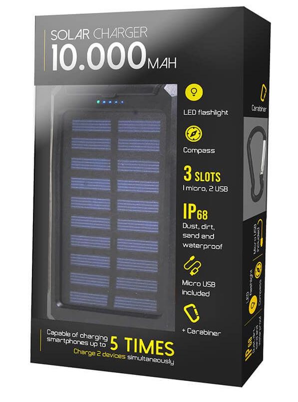φορητός ηλιακός φορτιστής 10000 mah κινητό τηλέφωνο