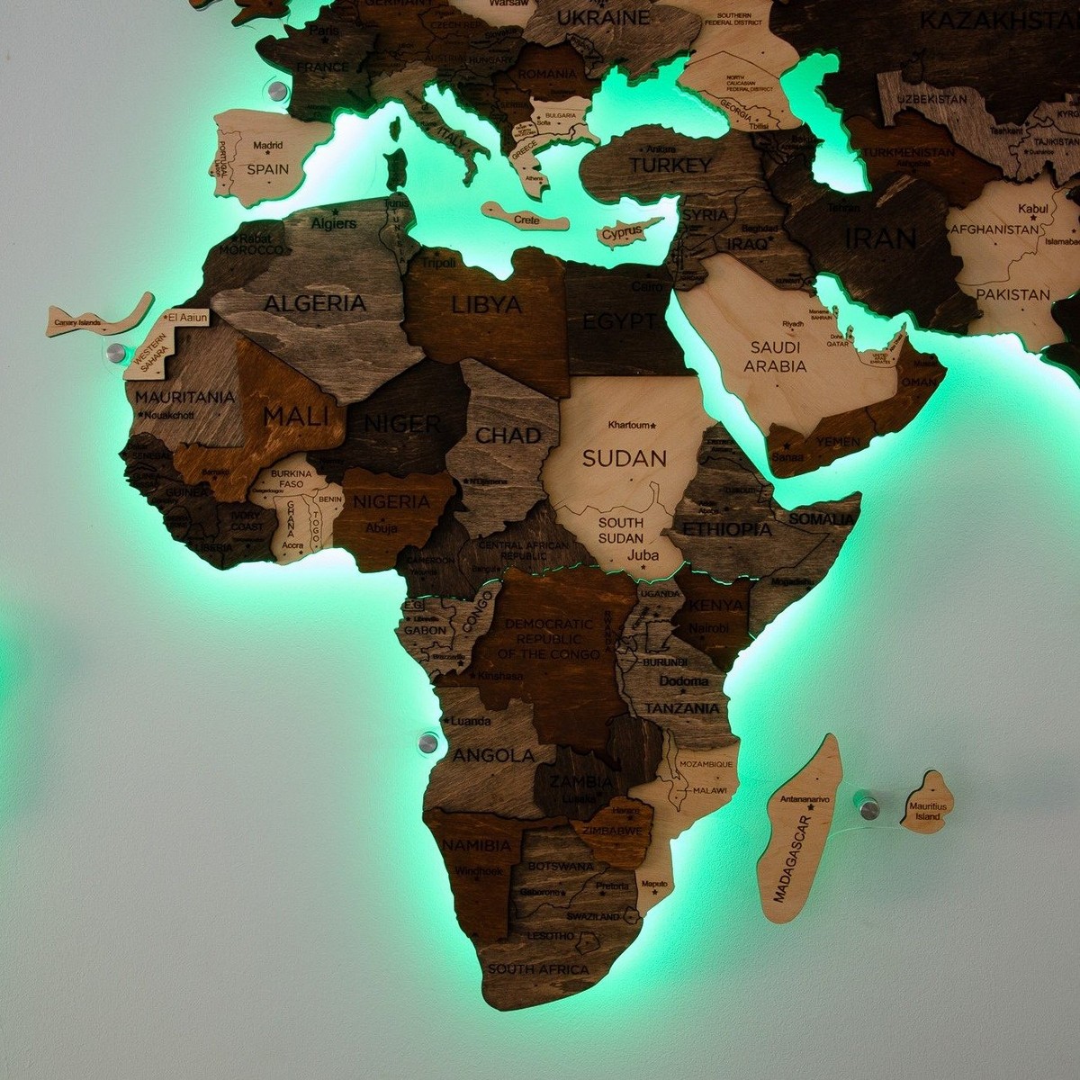 ξύλινοι παγκόσμιοι χάρτες με οπίσθιο φωτισμό